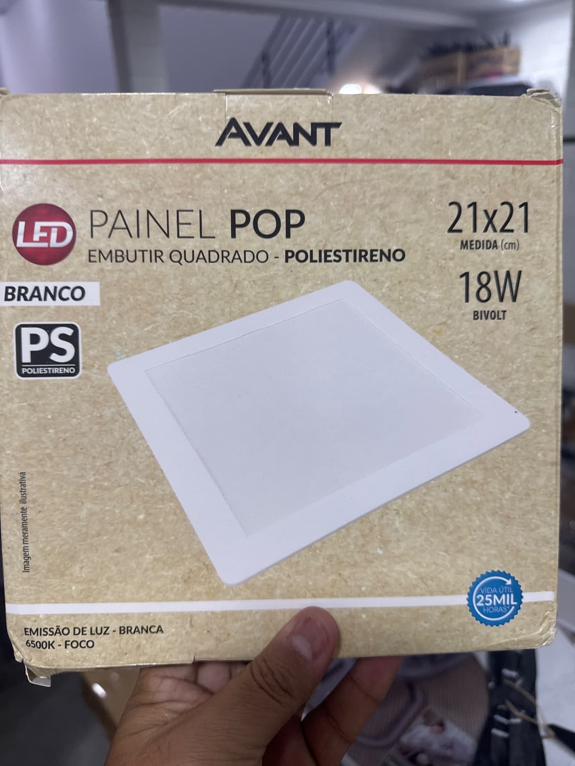 PAINEL LED POP QUADRADO EMBUTIR 18W 6500K AVANT 110V/220V - 1
